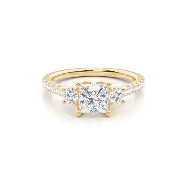 Floral Petal Trilogy Diamond Engagement Ring