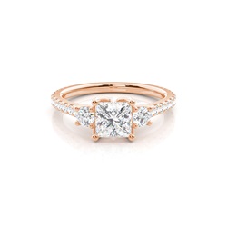 Floral Petal Trilogy Diamond Engagement Ring