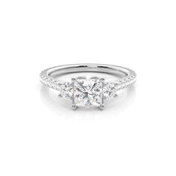 Floral Petal Trilogy Diamond Engagement Ring