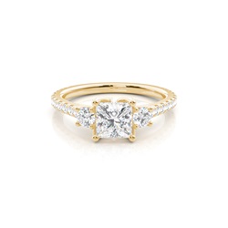 Floral Petal Trilogy Diamond Engagement Ring