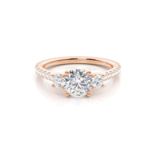 Floral Petal Trilogy Diamond Engagement Ring