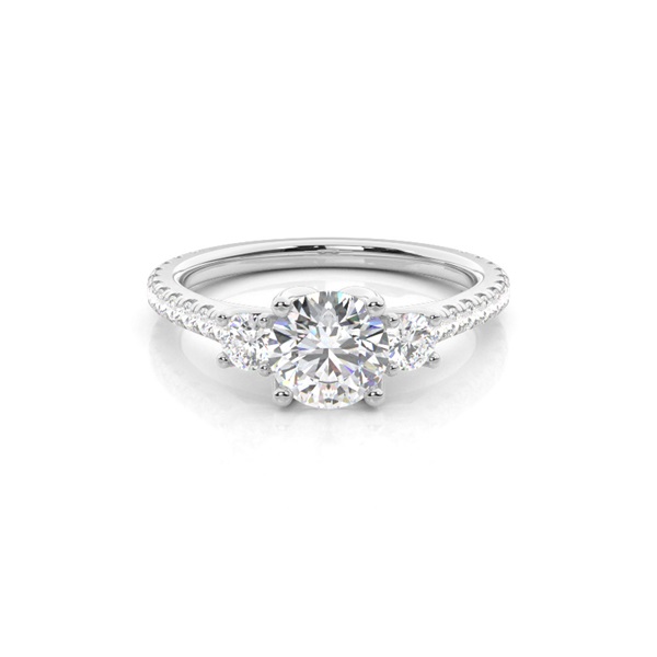 Floral Petal Trilogy Diamond Engagement Ring