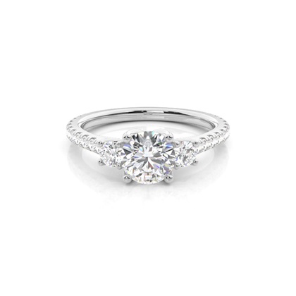 Floral Petal Trilogy Diamond Engagement Ring