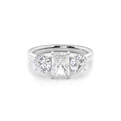 Floral Petal Trilogy Diamond Engagement Ring