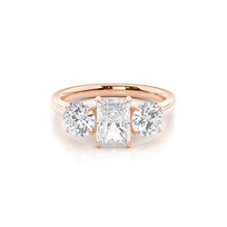 Floral Petal Trilogy Diamond Engagement Ring