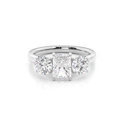Floral Petal Trilogy Diamond Engagement Ring