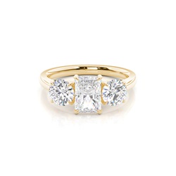 Floral Petal Trilogy Diamond Engagement Ring