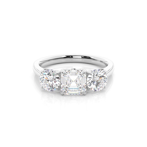 Floral Petal Trilogy Diamond Engagement Ring