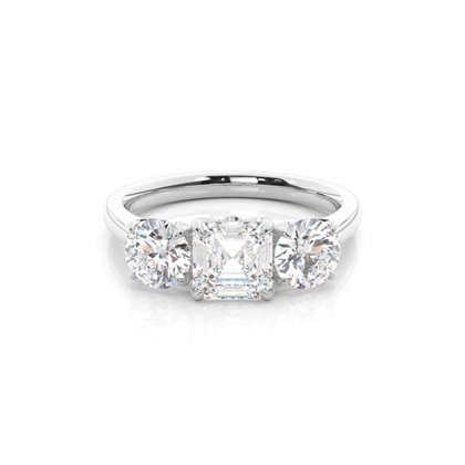 Floral Petal Trilogy Diamond Engagement Ring