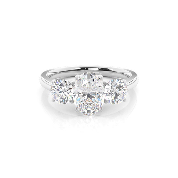 Floral Petal Trilogy Diamond Engagement Ring