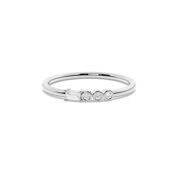 Letter B Morse Code Diamond Initial Ring