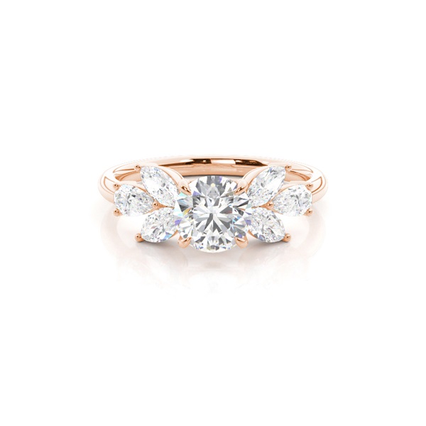Floral Petal Diamond Engagement Ring