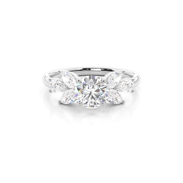 Floral Petal Diamond Engagement Ring