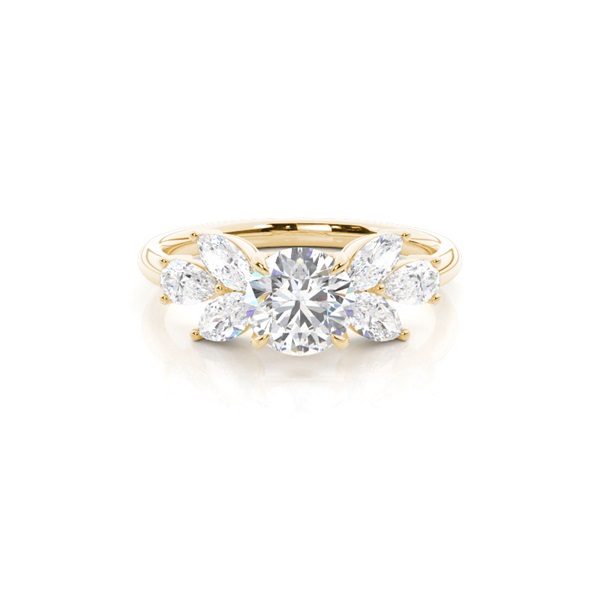 Floral Petal Diamond Engagement Ring