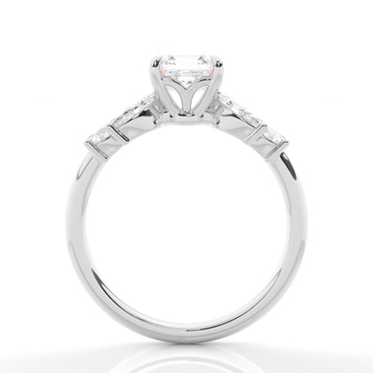 Asscher Platinum Side Stone Diamond Rings