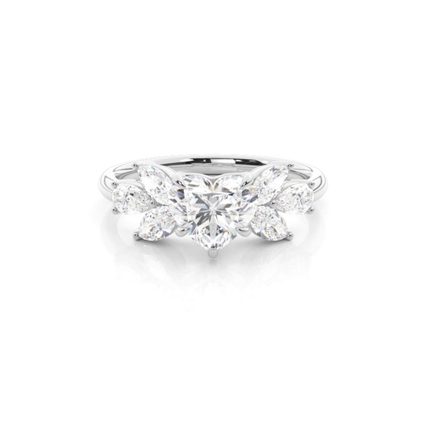 Floral Petal Diamond Engagement Ring