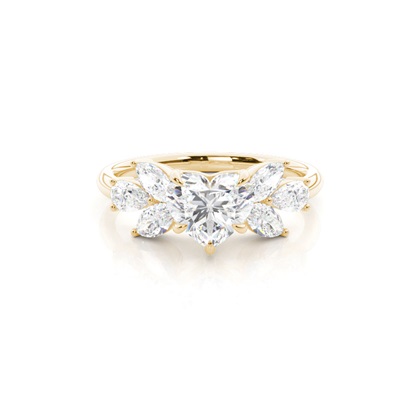 Floral Petal Diamond Engagement Ring