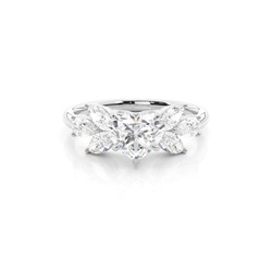 Floral Petal Diamond Engagement Ring