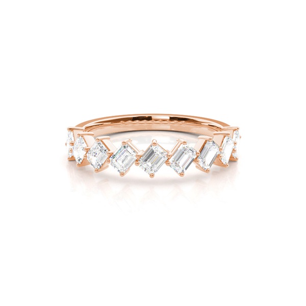 Scalloped Emerald-Shaped Diamond Half Eternity Ring