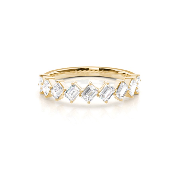 Scalloped Emerald-Shaped Diamond Half Eternity Ring