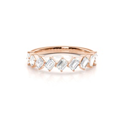 Scalloped Emerald-Shaped Diamond Half Eternity Ring