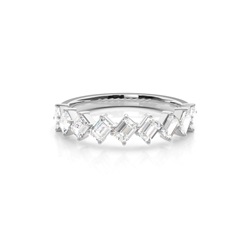 Scalloped Emerald-Shaped Diamond Half Eternity Ring