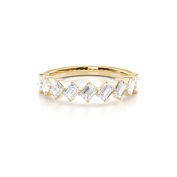 Scalloped Emerald-Shaped Diamond Half Eternity Ring