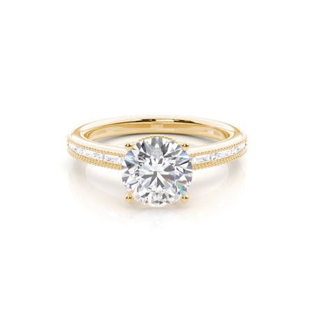 Scalloped Hidden Halo Diamond Engagement Ring