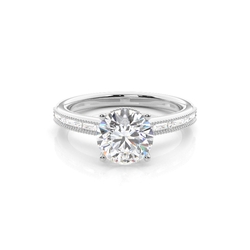 Scalloped Hidden Halo Diamond Engagement Ring