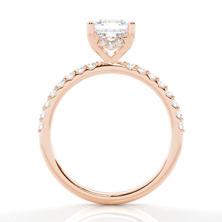 Asscher Rotgold Versteckter Halo Verlobungsringe