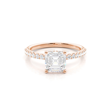 Asscher Rotgold Versteckter Halo Verlobungsringe