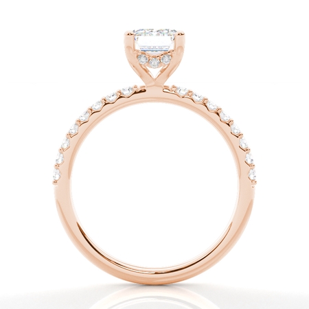 Emerald Rose Gold Hidden Halo Diamond Engagement Rings