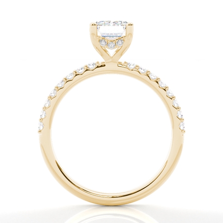 Emerald Yellow Gold Hidden Halo Engagement Rings