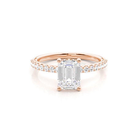 Emerald Rose Gold Hidden Halo Diamond Engagement Rings