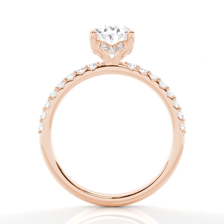 Oval Rose Gold Hidden Halo Diamond Engagement Rings