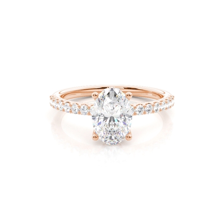 Oval Rose Gold Hidden Halo Diamond Engagement Rings