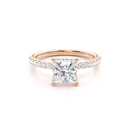 Prinzessin Rotgold Versteckter Halo Verlobungsringe