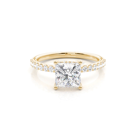Prinzessin Gelbgold Versteckter Halo Verlobungsringe