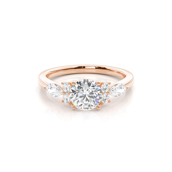 Floral Diamond Accent Engagement Ring