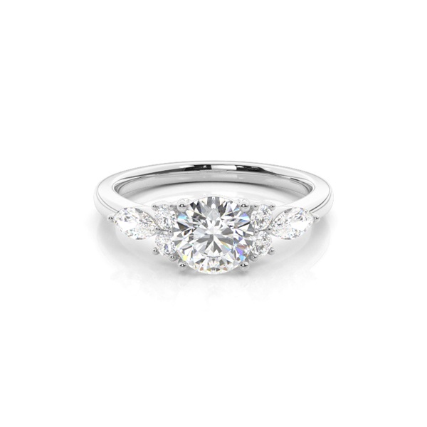 Floral Diamond Accent Engagement Ring