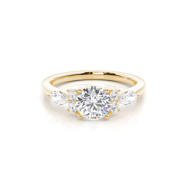 Floral Diamond Accent Engagement Ring