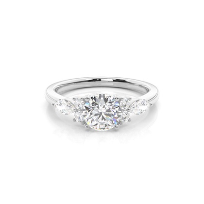Floral Diamond Accent Engagement Ring