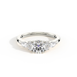Floral Diamond Accent Engagement Ring