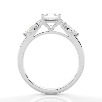Asscher Platinum Side Stone Diamond Rings