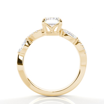 Emerald Yellow Gold Side Stone Engagement Rings