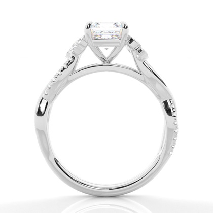 Asscher Platinum Side Stone Diamond Rings