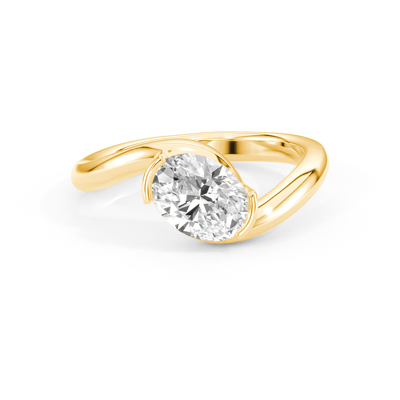 Semi Bezel Bypass Solitaire Engagement Ring