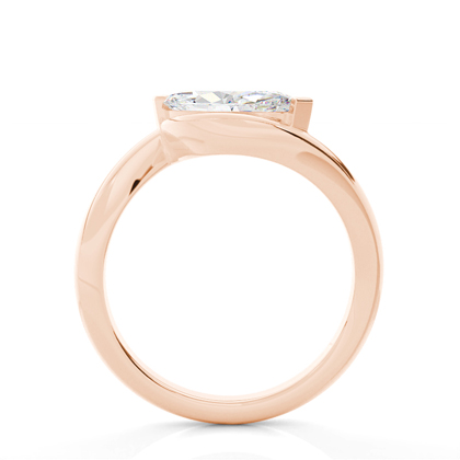 Umschlossene Halbe Zargenfassung Solitär Verlobungsring