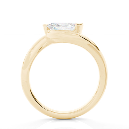 Umschlossene Halbe Zargenfassung Solitär Verlobungsring