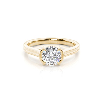 Semi Bezel Look Dual Shank Solitaire Engagement Ring